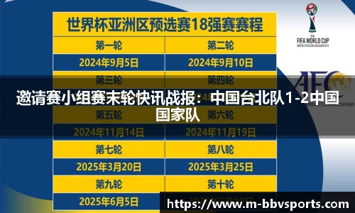 邀请赛小组赛末轮快讯战报：中国台北队1-2中国国家队